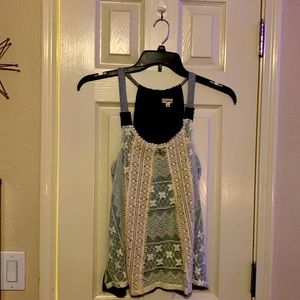 Rewind brand double layered lace overlay Women’s tank top